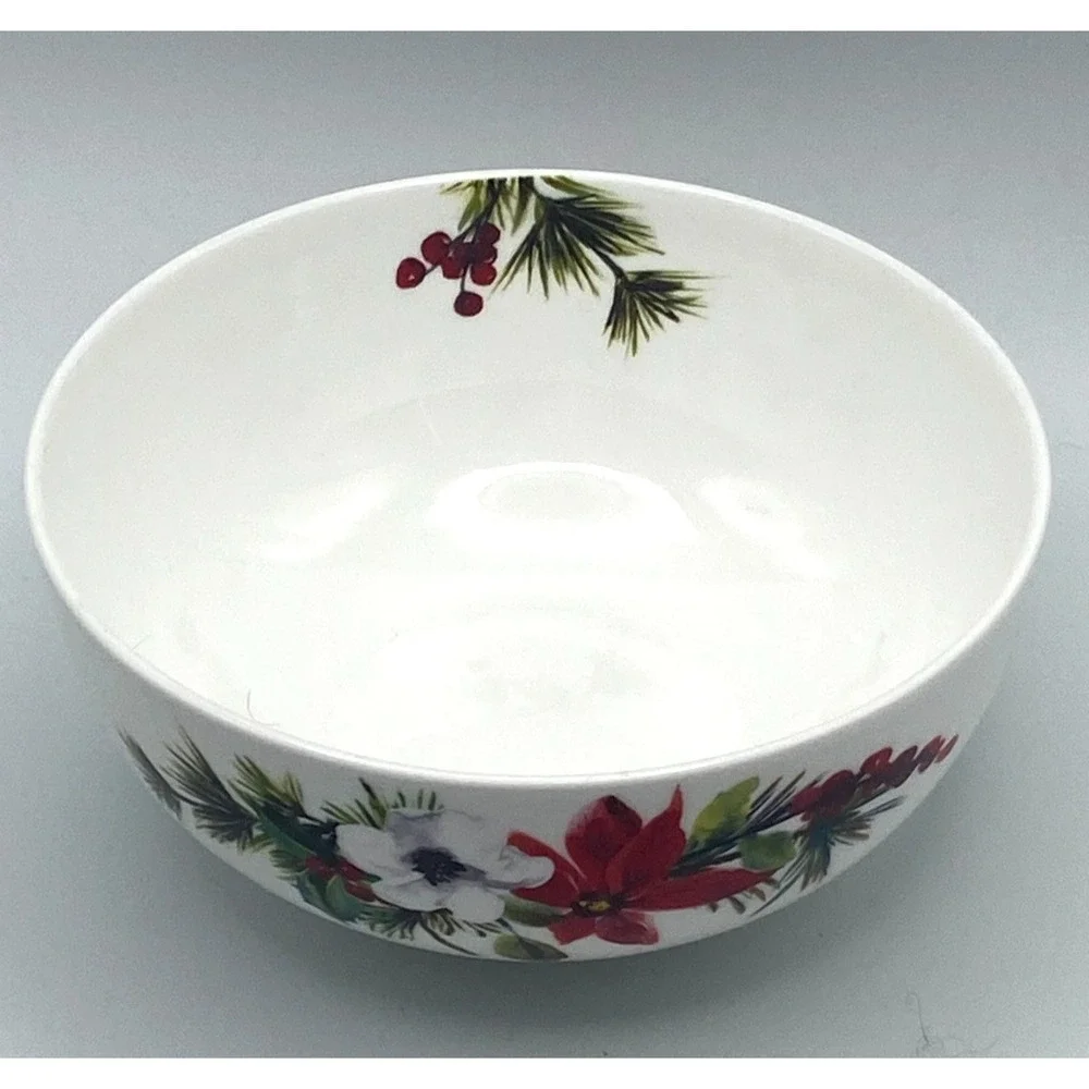 Mikasa‎ Hope Joy Sour Cereal Serving Bowl Poinsettia Christmas Bone China
